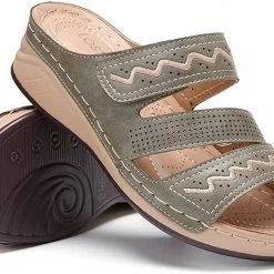 Nuheel® Women's Sandals Mules Wedge Sandal Leather Slippers Bohemian Flip Flop Thongs Woman