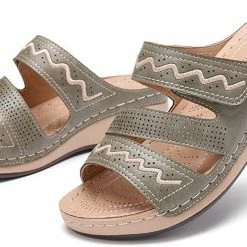 Nuheel® Women's Sandals Mules Wedge Sandal Leather Slippers Bohemian Flip Flop Thongs Woman