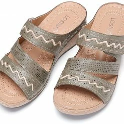 Nuheel® Women's Sandals Mules Wedge Sandal Leather Slippers Bohemian Flip Flop Thongs Woman