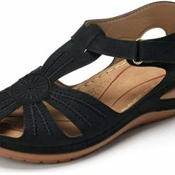 Nuheel® Woman Womens Comfortable Wedges Sandals Close-Toe Walking Flat Sandals