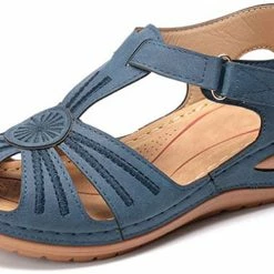 Nuheel® Woman Womens Comfortable Wedges Sandals Close-Toe Walking Flat Sandals