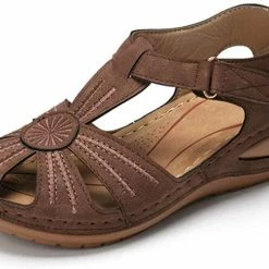 Nuheel® Woman Womens Comfortable Wedges Sandals Close-Toe Walking Flat Sandals