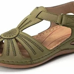 Nuheel® Woman Womens Comfortable Wedges Sandals Close-Toe Walking Flat Sandals