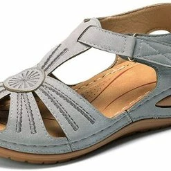 Nuheel® Woman Womens Comfortable Wedges Sandals Close-Toe Walking Flat Sandals