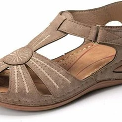 Nuheel® Woman Womens Comfortable Wedges Sandals Close-Toe Walking Flat Sandals