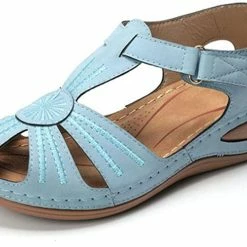 Nuheel® Woman Womens Comfortable Wedges Sandals Close-Toe Walking Flat Sandals