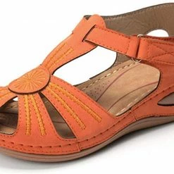 Nuheel® Woman Womens Comfortable Wedges Sandals Close-Toe Walking Flat Sandals