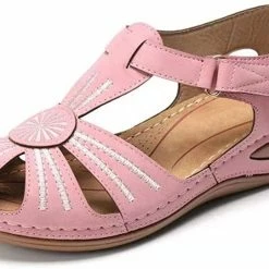 Nuheel® Woman Womens Comfortable Wedges Sandals Close-Toe Walking Flat Sandals