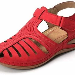 Nuheel® Woman Womens Comfortable Wedges Sandals Close-Toe Walking Flat Sandals