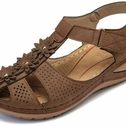 Nuheel® Woman Womens Comfortable Wedges Sandals Close-Toe Walking Flat Sandals