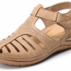 Nuheel® Woman Womens Comfortable Wedges Sandals Close-Toe Walking Flat Sandals