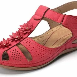 Nuheel® Woman Womens Comfortable Wedges Sandals Close-Toe Walking Flat Sandals