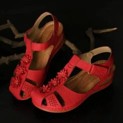 Nuheel® Woman Womens Comfortable Wedges Sandals Close-Toe Walking Flat Sandals