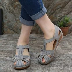 Nuheel® Woman Womens Comfortable Wedges Sandals Close-Toe Walking Flat Sandals