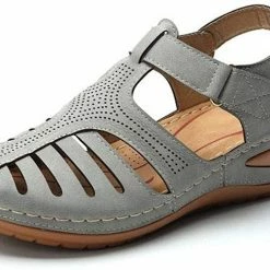 Nuheel® Woman Womens Comfortable Wedges Sandals Close-Toe Walking Flat Sandals