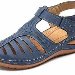 Nuheel® Woman Womens Comfortable Wedges Sandals Close-Toe Walking Flat Sandals