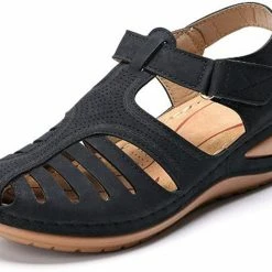 Nuheel® Woman Womens Comfortable Wedges Sandals Close-Toe Walking Flat Sandals