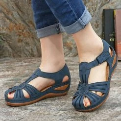 Nuheel® Woman Womens Comfortable Wedges Sandals Close-Toe Walking Flat Sandals