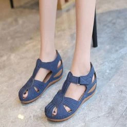 Nuheel® Woman Womens Comfortable Wedges Sandals Close-Toe Walking Flat Sandals