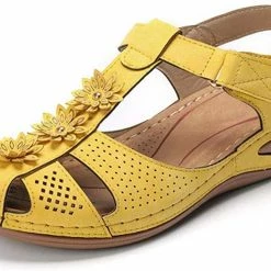 Nuheel® Woman Womens Comfortable Wedges Sandals Close-Toe Walking Flat Sandals