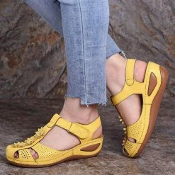 Nuheel® Woman Womens Comfortable Wedges Sandals Close-Toe Walking Flat Sandals