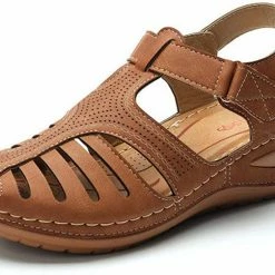 Nuheel® Woman Womens Comfortable Wedges Sandals Close-Toe Walking Flat Sandals