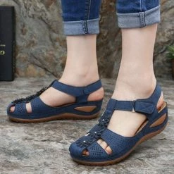 Nuheel® Woman Womens Comfortable Wedges Sandals Close-Toe Walking Flat Sandals