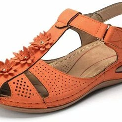 Nuheel® Woman Womens Comfortable Wedges Sandals Close-Toe Walking Flat Sandals