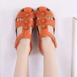 Nuheel® Woman Womens Comfortable Wedges Sandals Close-Toe Walking Flat Sandals