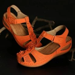 Nuheel® Woman Womens Comfortable Wedges Sandals Close-Toe Walking Flat Sandals