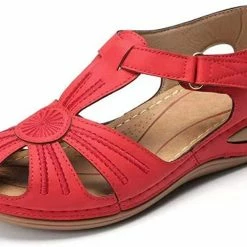 Nuheel® Woman Womens Comfortable Wedges Sandals Close-Toe Walking Flat Sandals