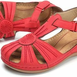 Nuheel® Woman Womens Comfortable Wedges Sandals Close-Toe Walking Flat Sandals