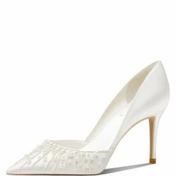 Nuheel® Nuheel French Pearl Bridal Shoes Stilettos Wedding Shoes For Bride White Heels 12