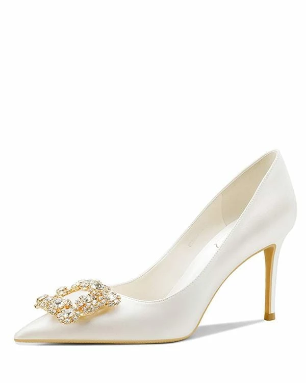 Nuheel® Nuheel Rhinestone Square Buckle Bridal Shoes Stilettos Wedding Shoes For Bride 12 Heels 5 Nuheel® Nuheel Rhinestone Square Buckle Bridal Shoes Stilettos Wedding Shoes For Bride 12 Heels