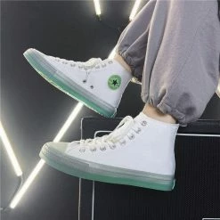 Nuheel® Nuheel Woman High Top Canvas Sneakers Lace Up Fashion Jelly Sole Canvas Shoes Casual Flat Walking Shoes 13 Nuheel® Nuheel Woman High Top Canvas Sneakers Lace Up Fashion Jelly Sole Canvas Shoes Casual Flat Walking Shoes