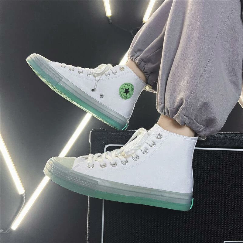 Nuheel® Nuheel Woman High Top Canvas Sneakers Lace Up Fashion Jelly Sole Canvas Shoes Casual Flat Walking Shoes 6 Nuheel® Nuheel Woman High Top Canvas Sneakers Lace Up Fashion Jelly Sole Canvas Shoes Casual Flat Walking Shoes