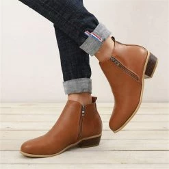 Nuheel® Woman Women's Ankle Boot Stacked Heel Booties Shoes Slip On Cutout Pointed Toe