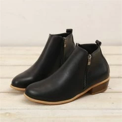 Nuheel® Woman Women's Ankle Boot Stacked Heel Booties Shoes Slip On Cutout Pointed Toe