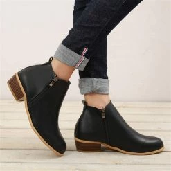 Nuheel® Woman Women's Ankle Boot Stacked Heel Booties Shoes Slip On Cutout Pointed Toe