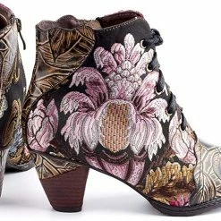 Nuheel® Women's Ankle Boots Handmade Splicing Leather Low Chunky Block Heels 12 Nuheel® Women's Ankle Boots Handmade Splicing Leather Low Chunky Block Heels