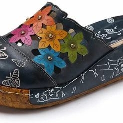 Nuheel® Womens Platform Sandals Shoes Leather Slip On Mule Clogs