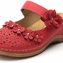 Nuheel® Women's Clogs Leather Slippers Leather Slip On Mules Flat Sandals