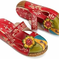 Nuheel® Women's Clogs Leather Slippers Leather Slip On Mules Flat Sandals Woman