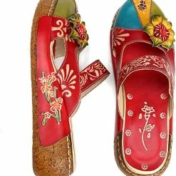 Nuheel® Women's Clogs Leather Slippers Leather Slip On Mules Flat Sandals Woman