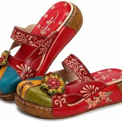 Nuheel® Women's Clogs Leather Slippers Leather Slip On Mules Flat Sandals Woman