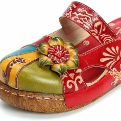 Nuheel® Women's Clogs Leather Slippers Leather Slip On Mules Flat Sandals Woman
