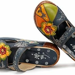 Nuheel® Women's Clogs Leather Slippers Leather Slip On Mules Flat Sandals Woman