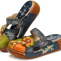 Nuheel® Women's Clogs Leather Slippers Leather Slip On Mules Flat Sandals Woman