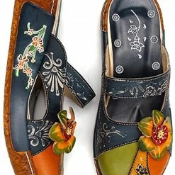 Nuheel® Women's Clogs Leather Slippers Leather Slip On Mules Flat Sandals Woman