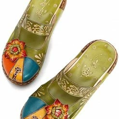 Nuheel® Women's Clogs Leather Slippers Leather Slip On Mules Flat Sandals Woman